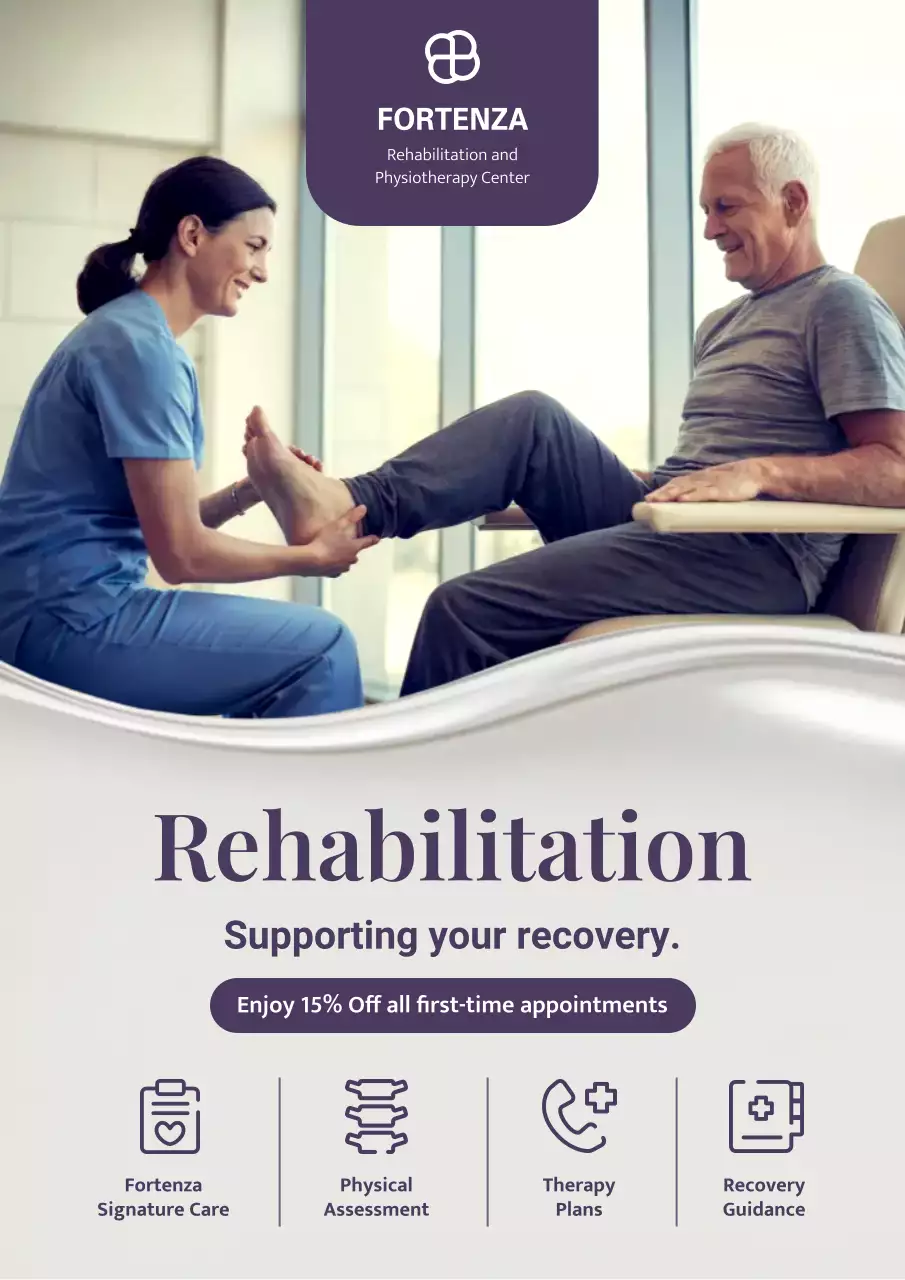 Purple Modern Rehabilitation Promotion Poster