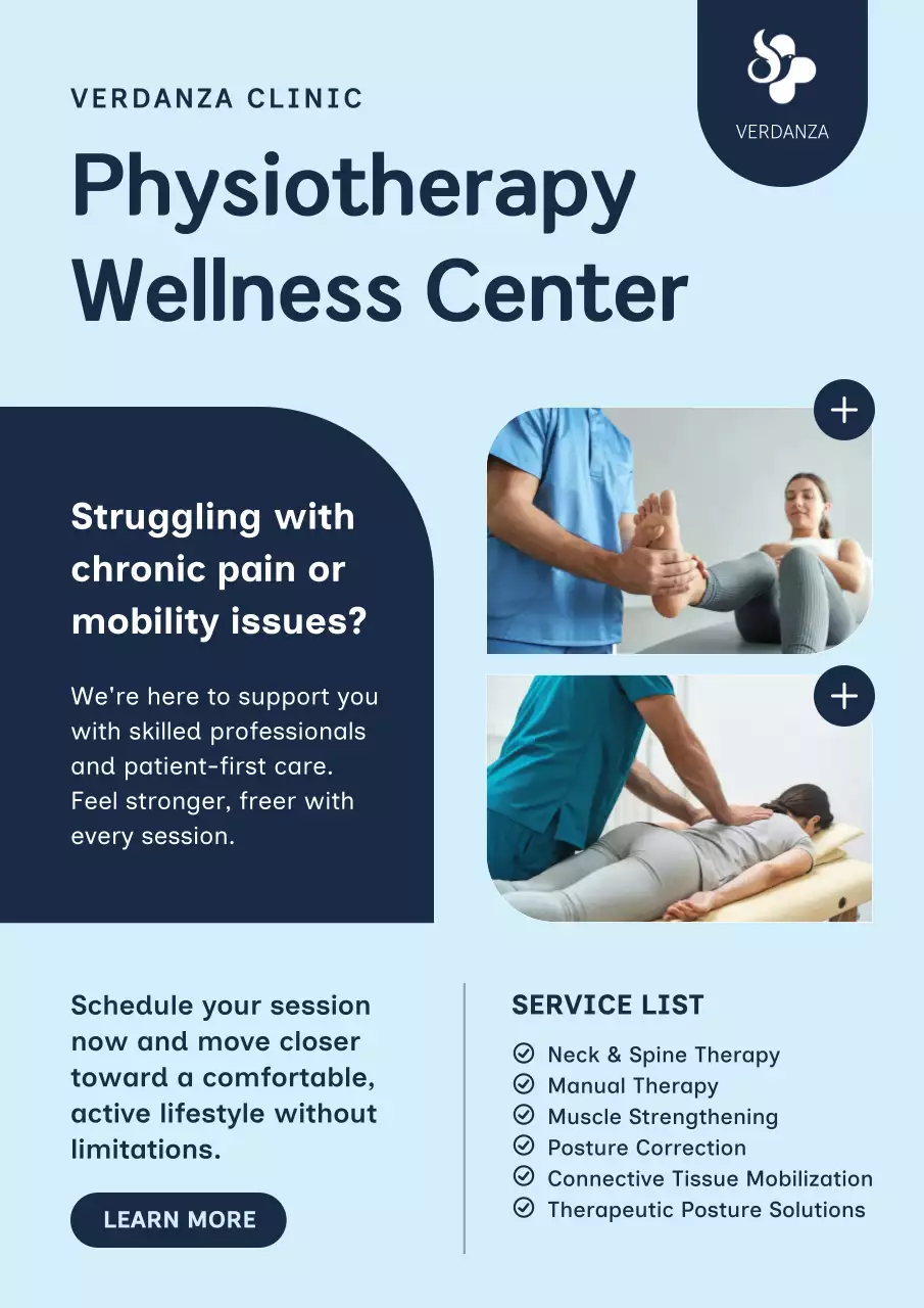 Blue Modern Physiotherapy Advertisement Poster