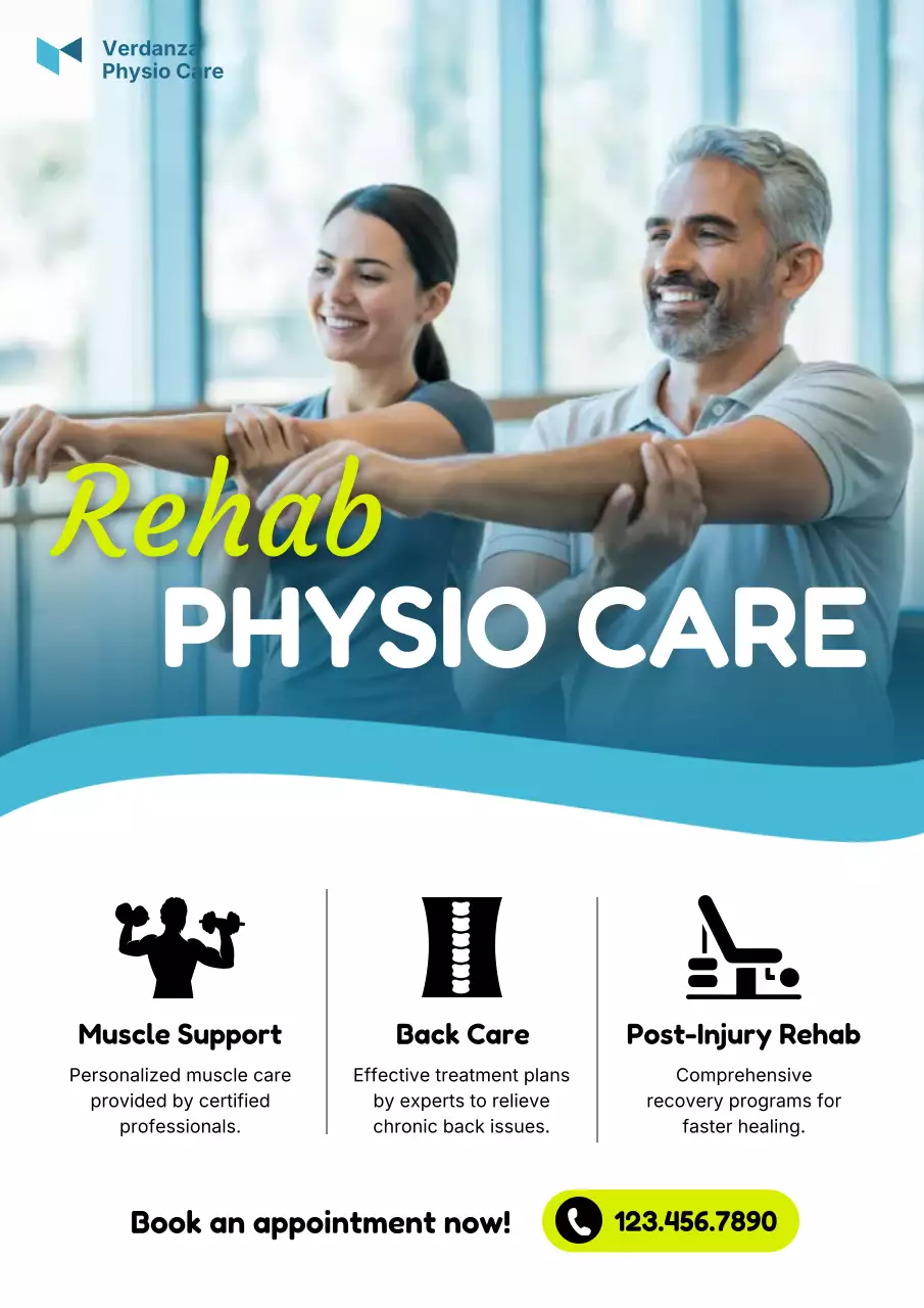 Blue Modern Physio Care Advertisement Poster