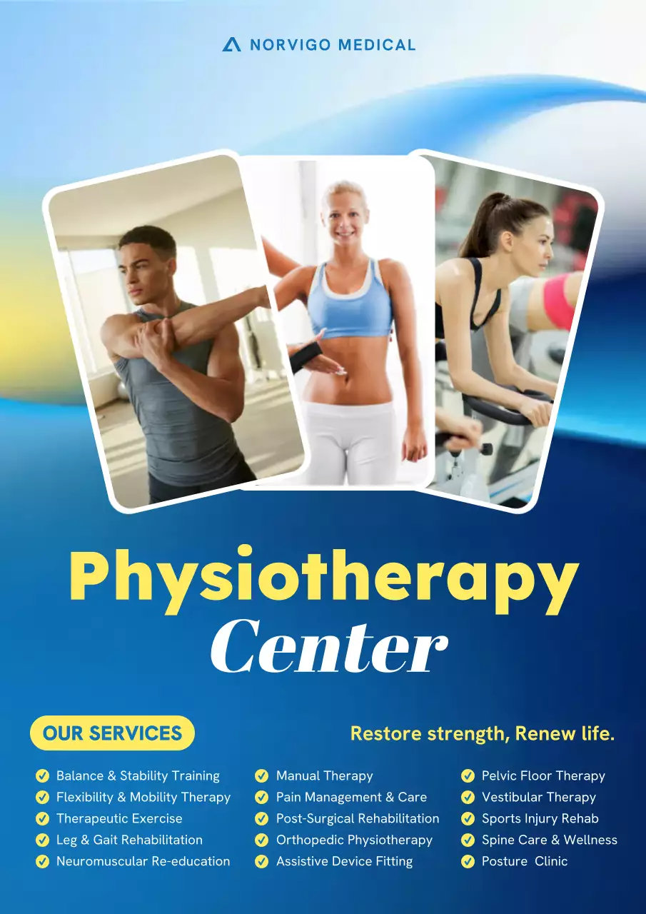 Blue Modern Physiotherapy Promotion Poster