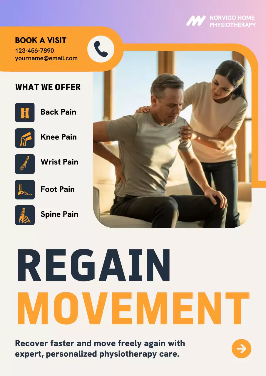Orange Modern Physiotherapy Promotion Poster