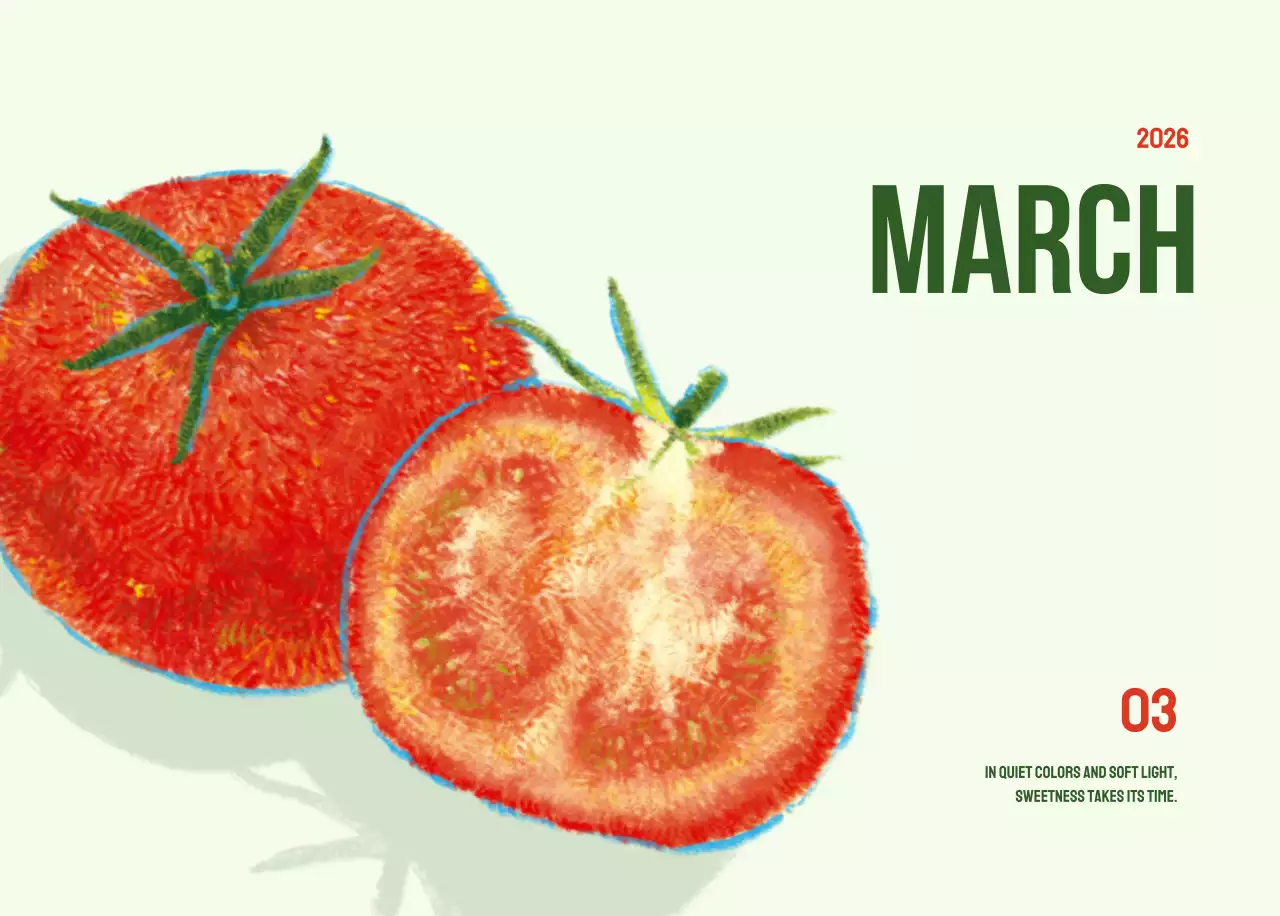 아이보리 심플 과일 달력