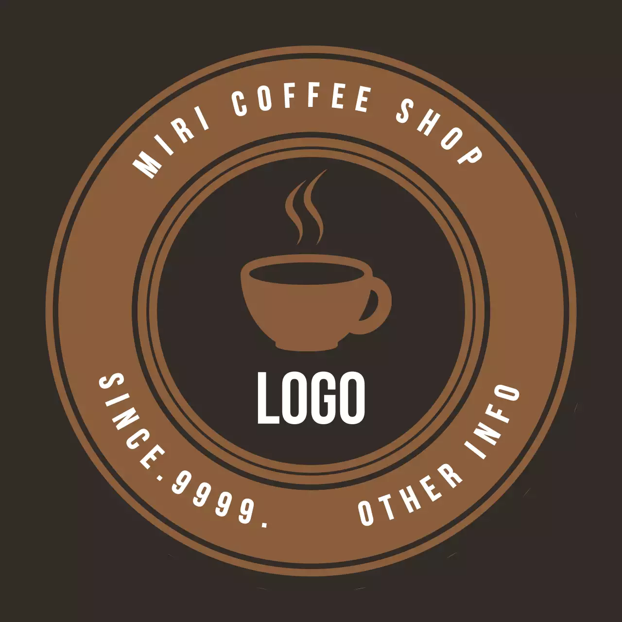 茶色 シンプル コーヒーショップ ロゴ テキスト