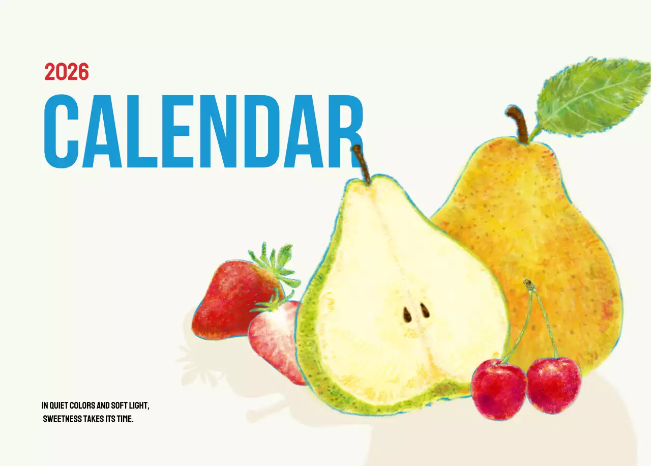 아이보리 심플 과일 달력