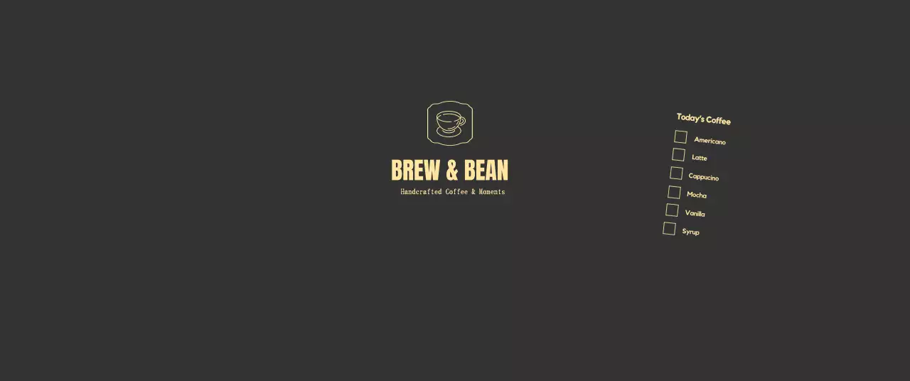 黒 モダン コーヒー メニュー チェックリストロゴ