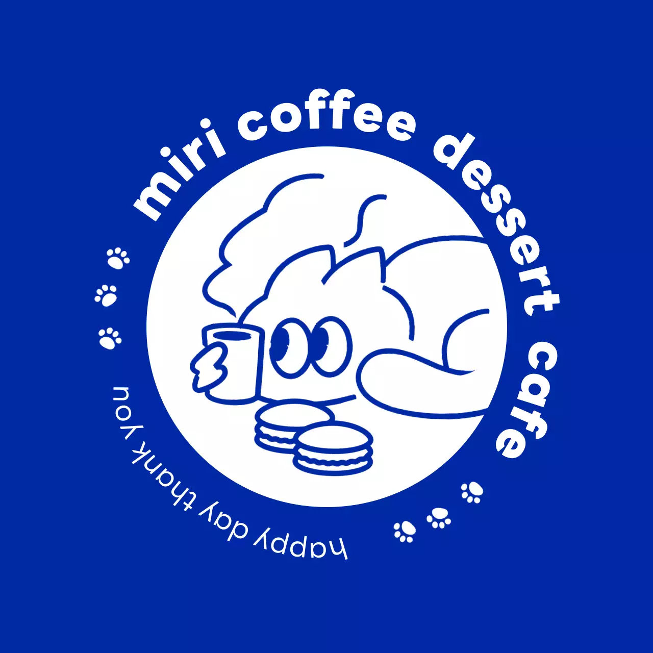 青 かわいい カフェ ロゴ キャラクター