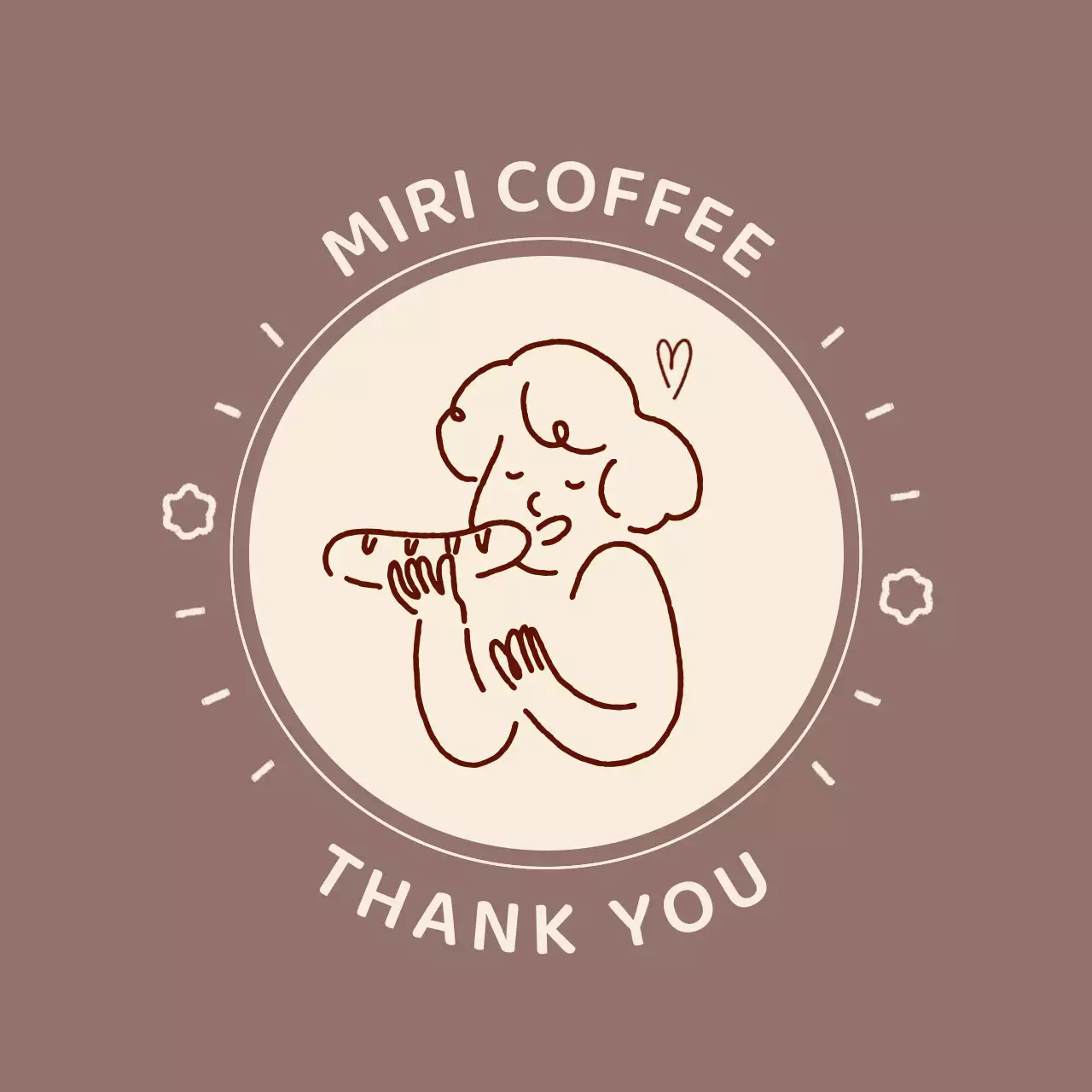 茶色 シンプル カフェ シール キャラクター