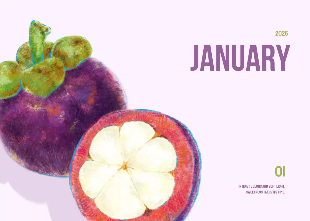 아이보리 심플 과일 달력