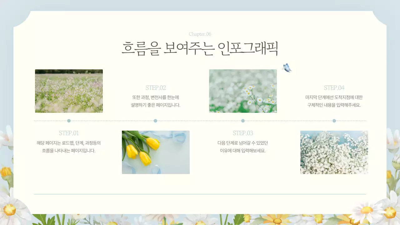 하늘색의 고급스러운 플라워 마케팅 기획서