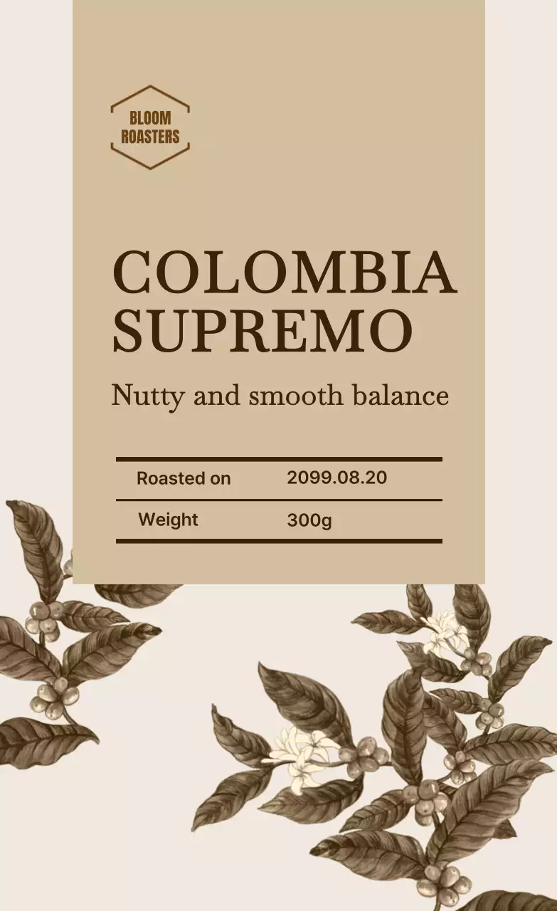 ベージュ クラシック コーヒー ラベル コーヒー豆ラベル