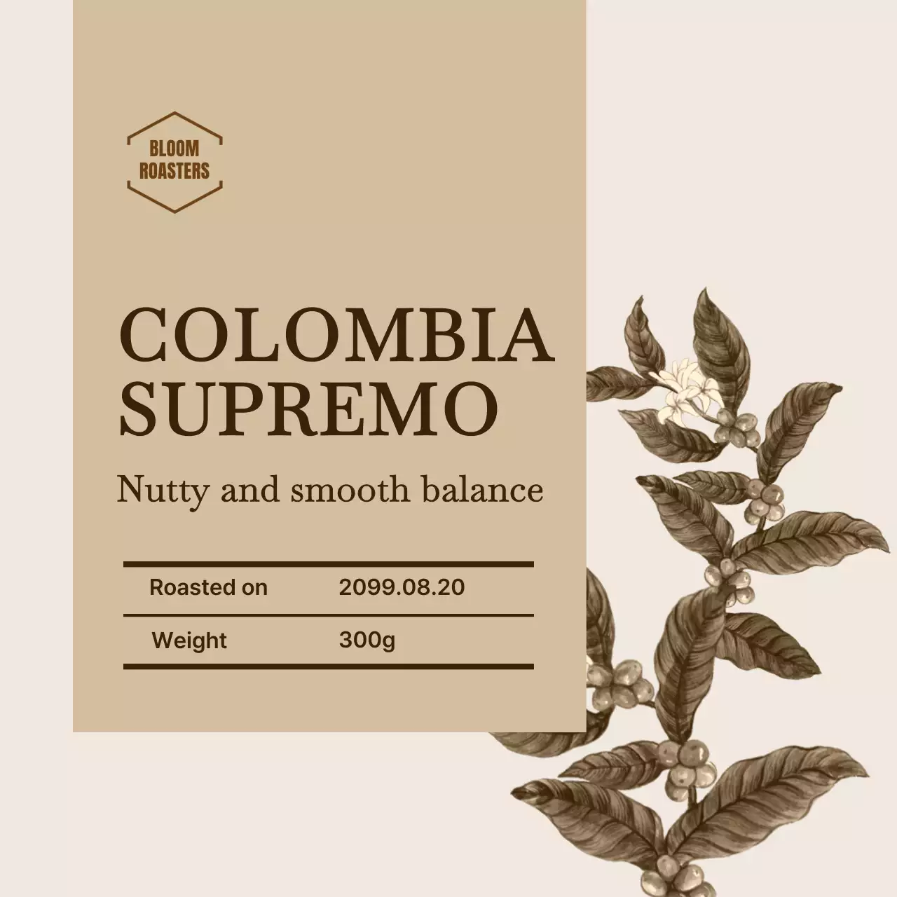 ベージュ クラシック コーヒー ラベル コーヒー豆ラベル