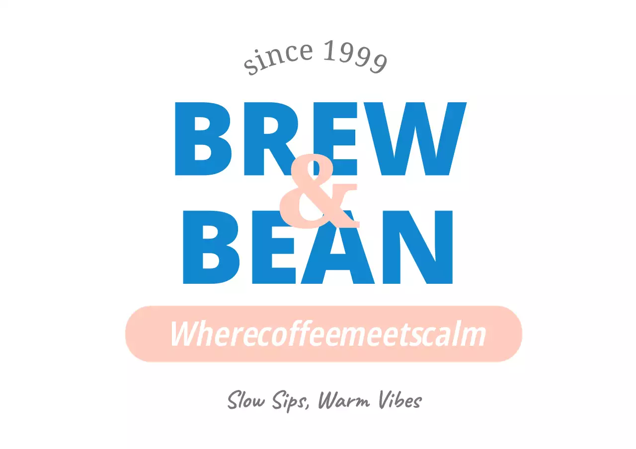 青 シンプル コーヒー ロゴ テキスト