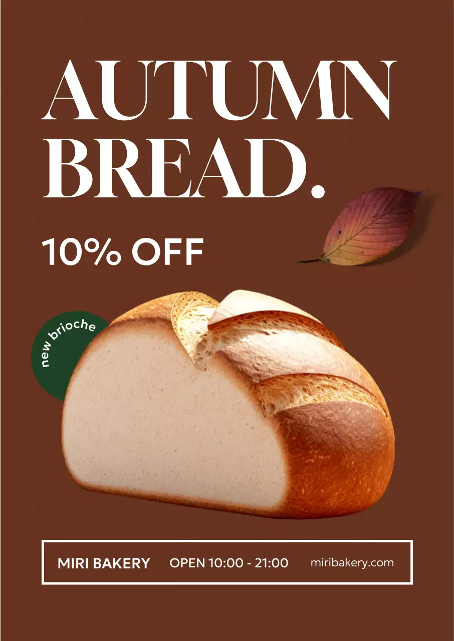 Promote a fall-inspired bakery menu with fallen leaves photorealism on a brown background
