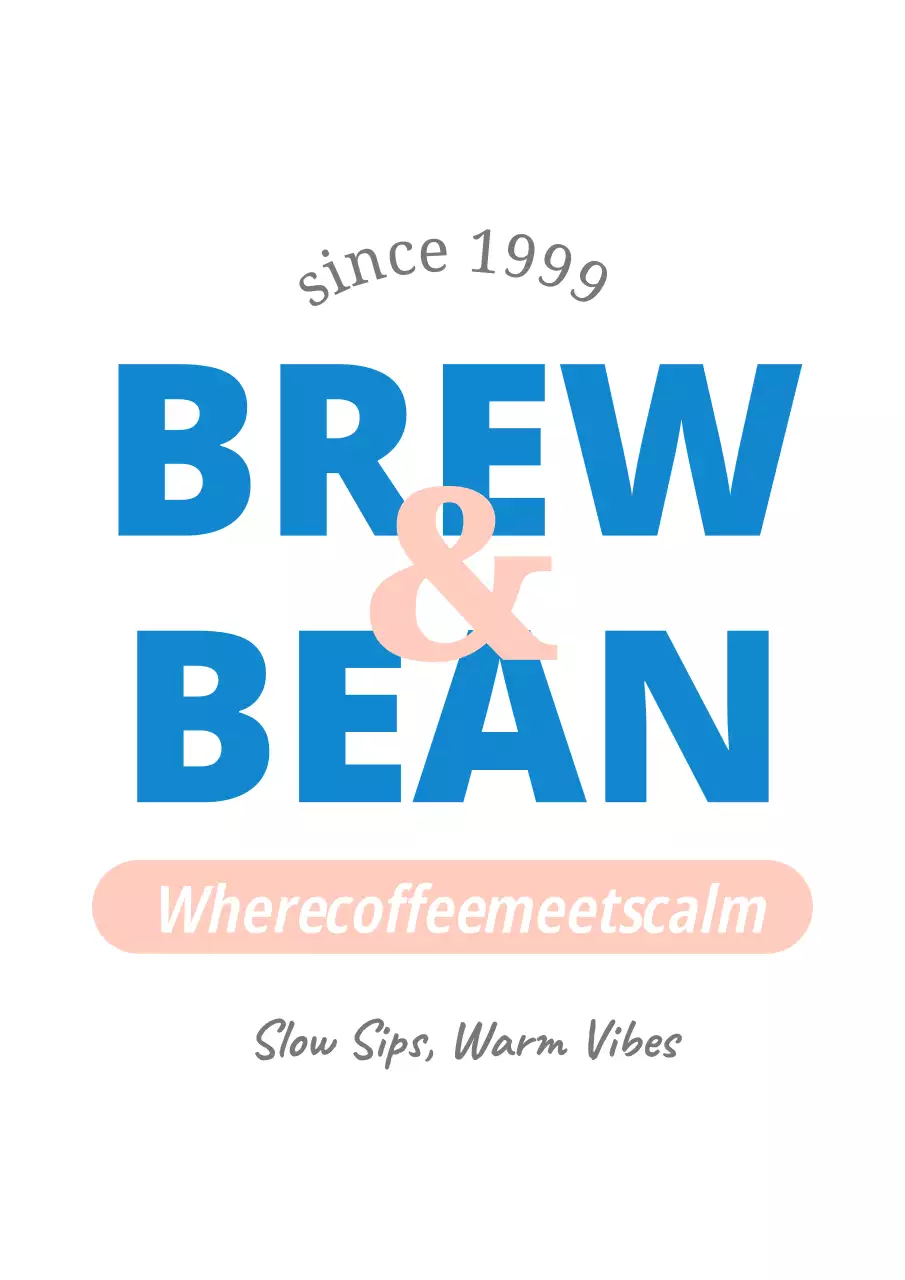 青 シンプル カフェ ロゴ テキスト