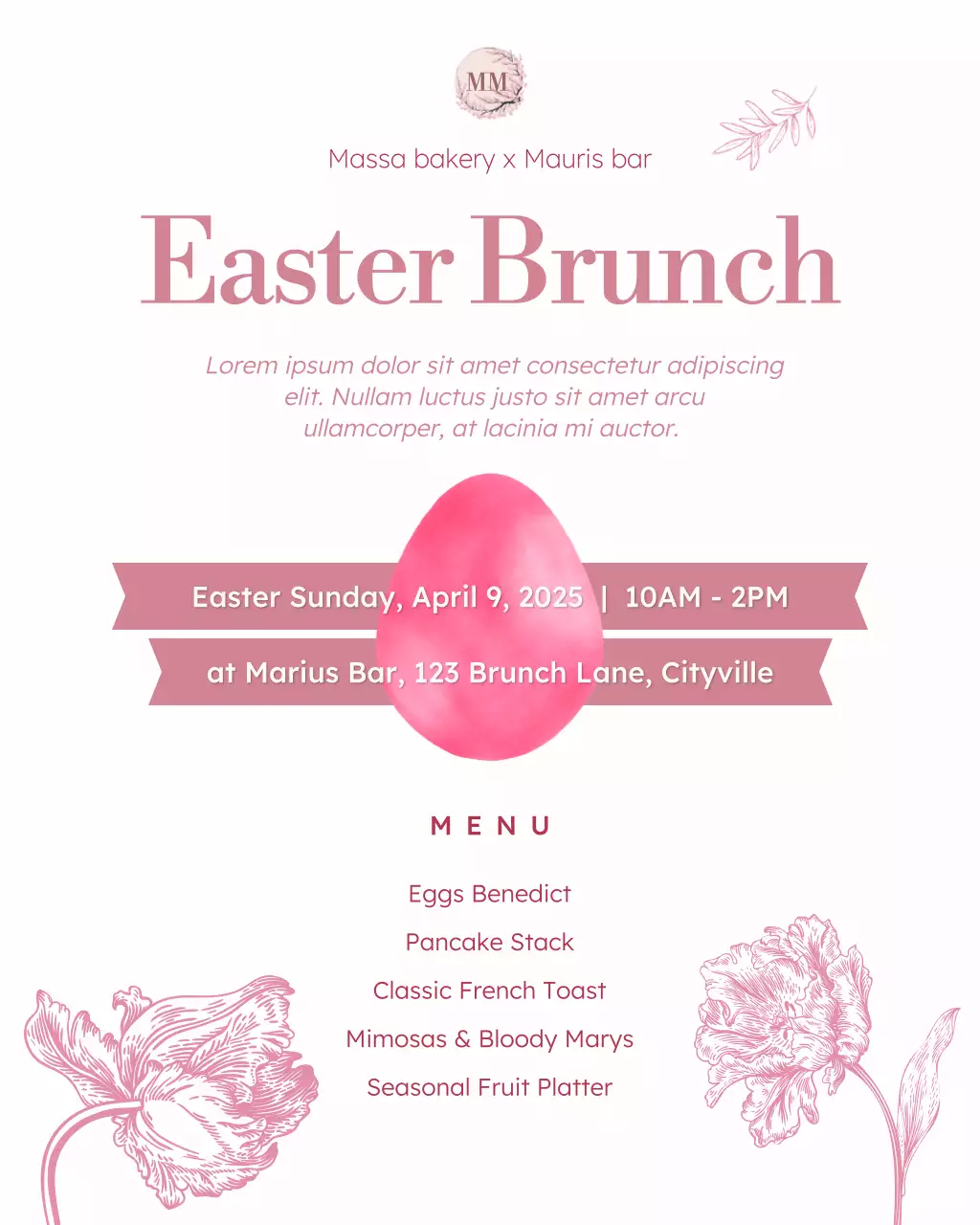 Pink Elegant Brunch Invitation Instagram Post