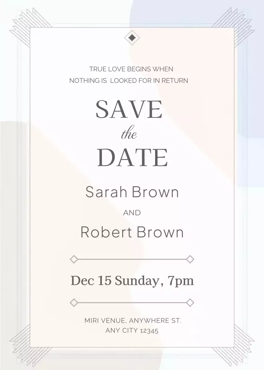 Thiệp cưới màu be phong cách thanh lịch