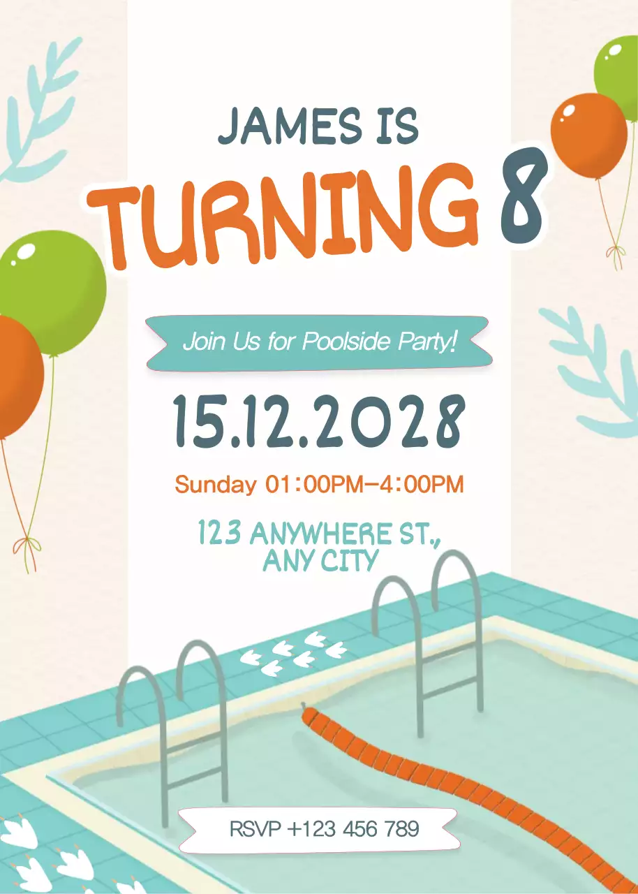 Convite de aniversário verde claro e giro