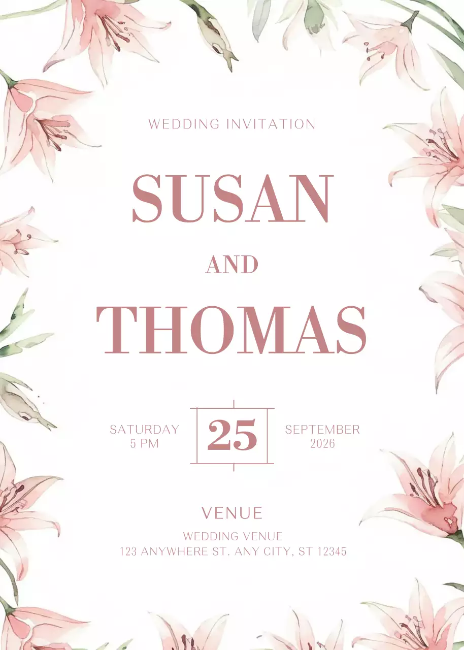 lời mời đám cưới màu hồng thanh lịch