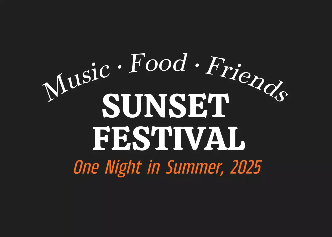 黒 モダン フェスティバル ロゴ テキストシンプル