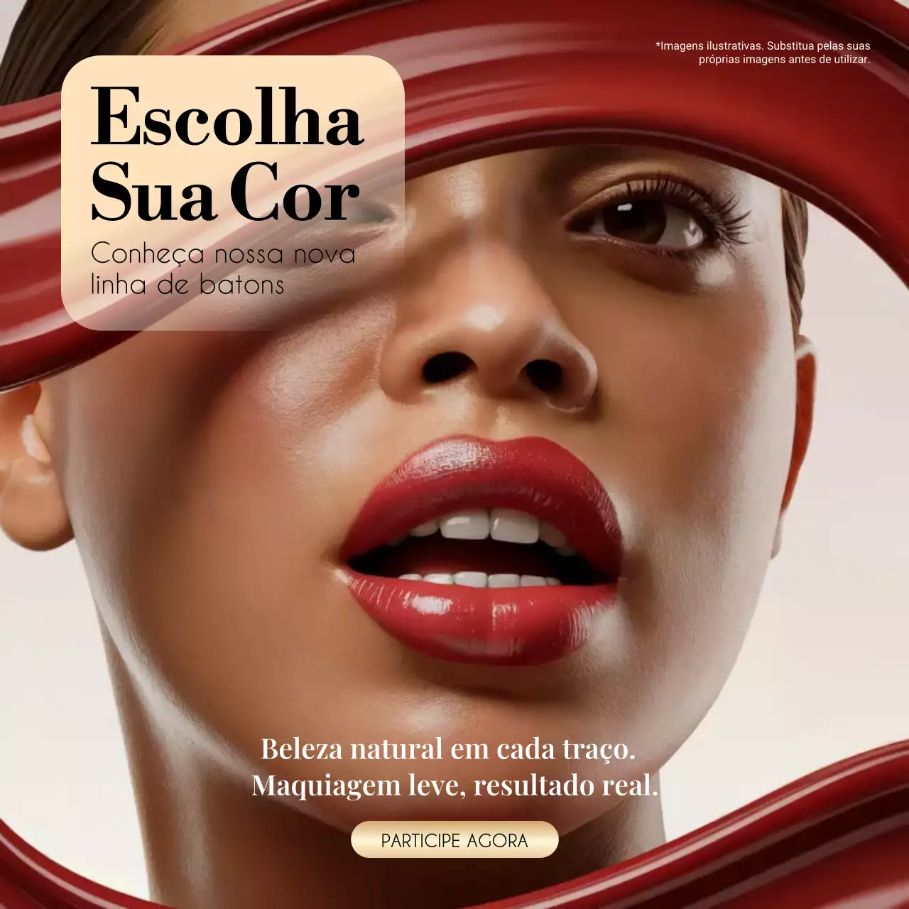 Publicação de anúncio de batom vermelho Bold no Instagram