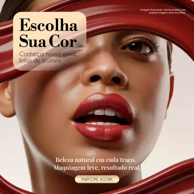 Publicação de anúncio de batom vermelho Bold no Instagram