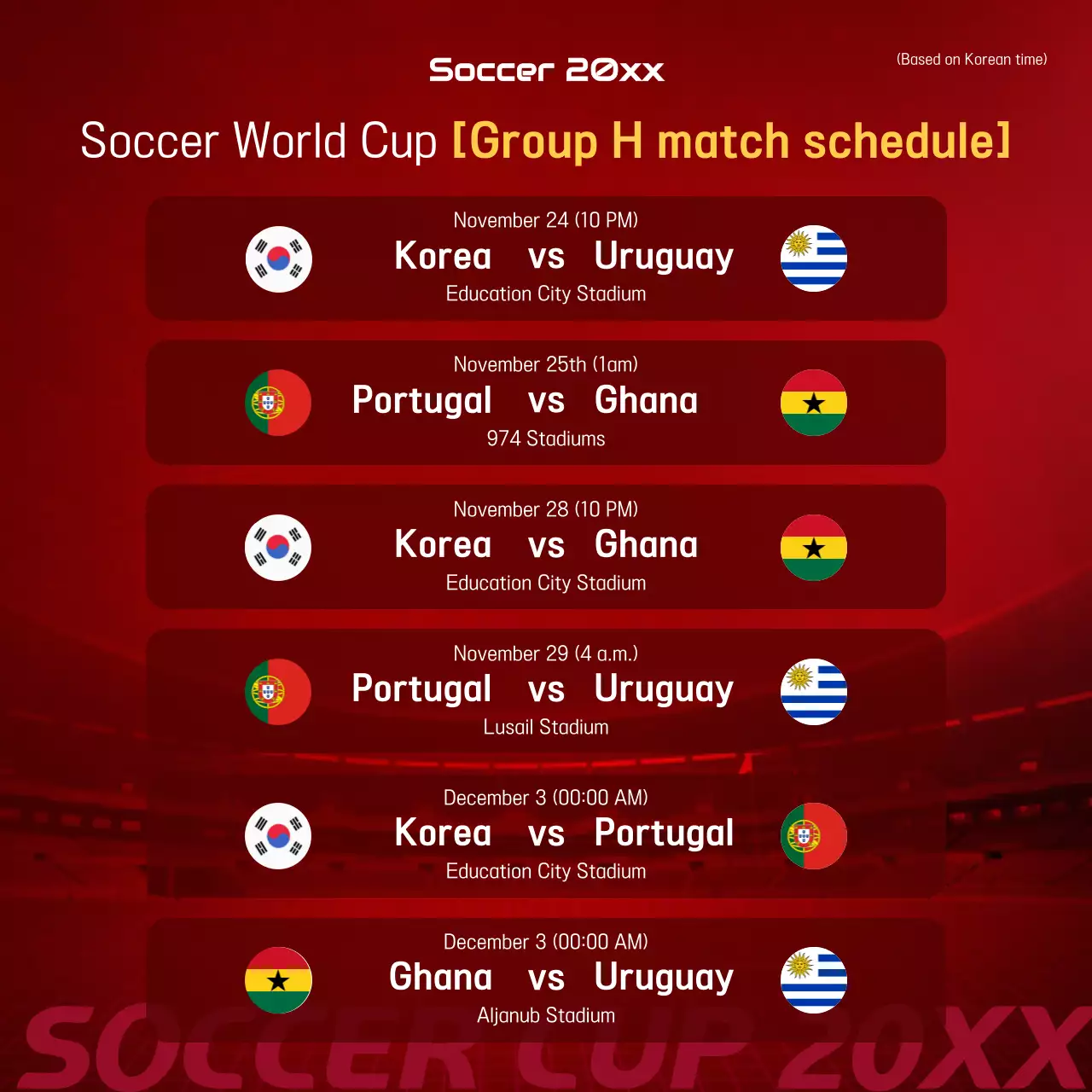 Red Modern Soccer Schedule Social Media Post