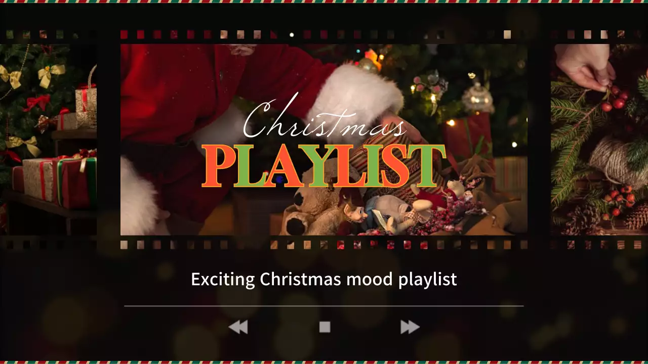 Christmas-themed playlist in green and red