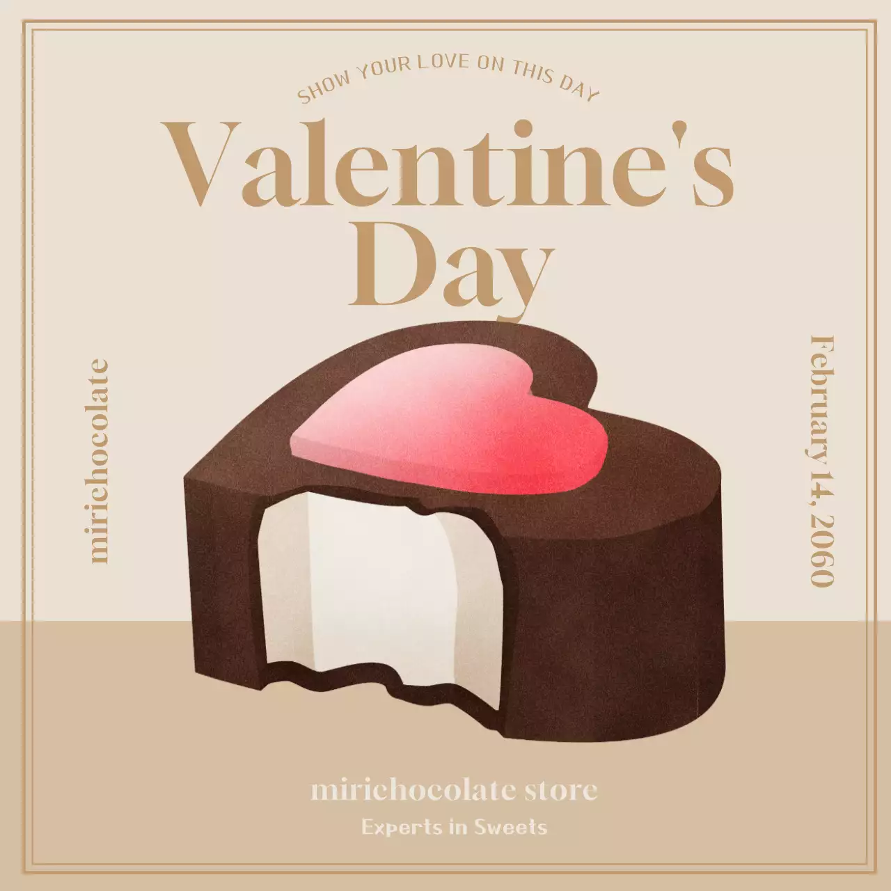 Beige Valentine's Day Instagram feed for an upscale chocolatier