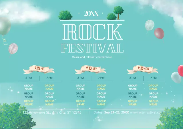 Poster Acara Rock Modern Biru