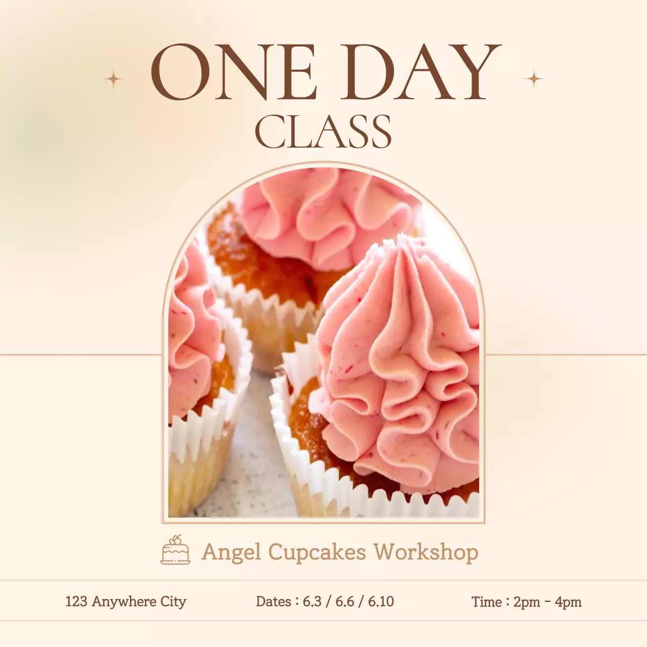 Beige Elegant Cupcake Class Social Media Post