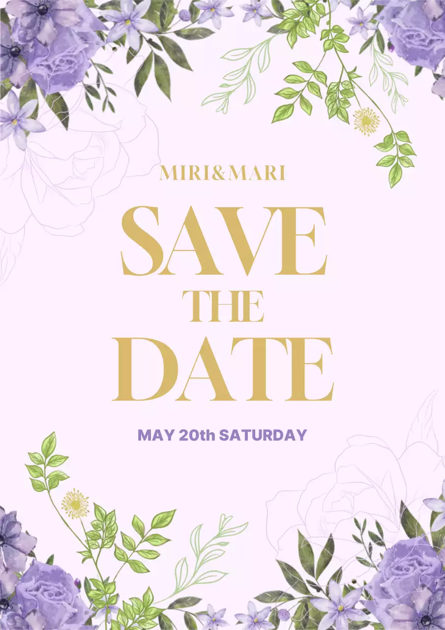 ラベンダー 上品 結婚式 招待状