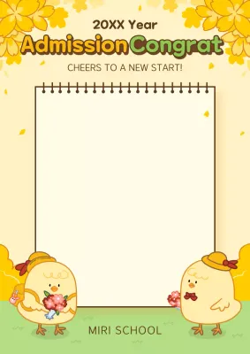 Yellow Cute Admission Card Poster