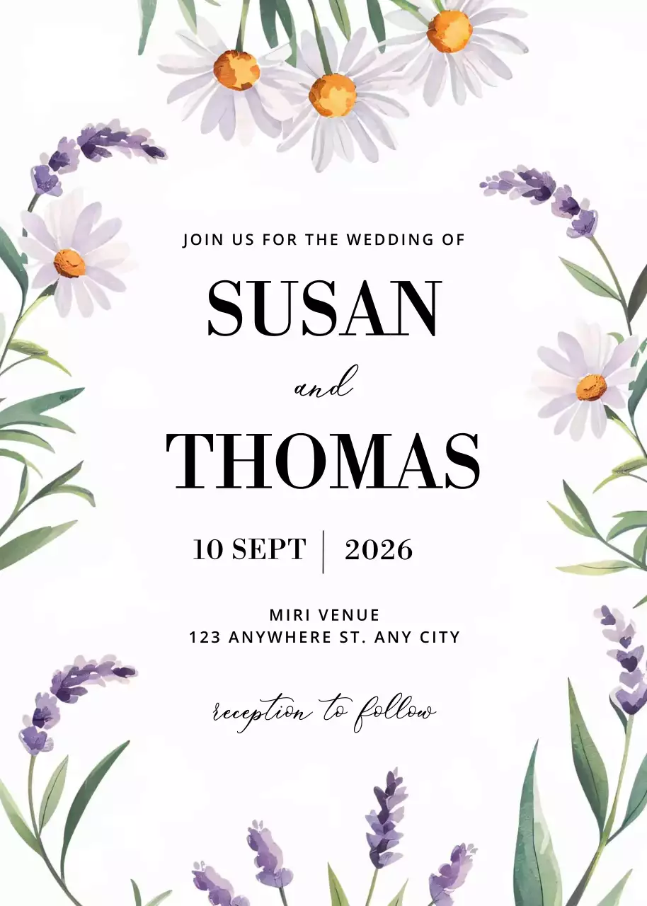 lời mời đám cưới màu trắng thanh lịch