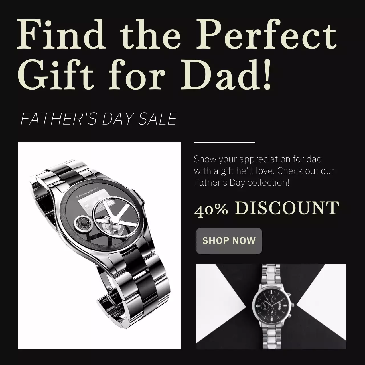 Black Modern Watch Promotion Social Media Post