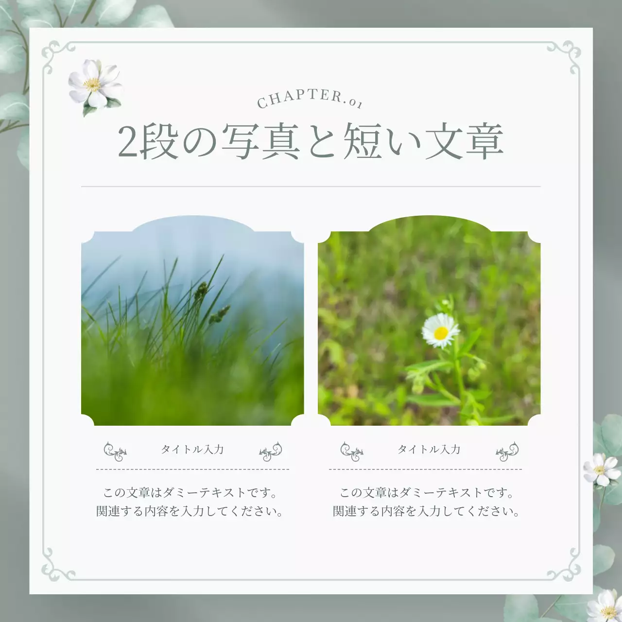 白 シンプル フラワー プレゼンテーション