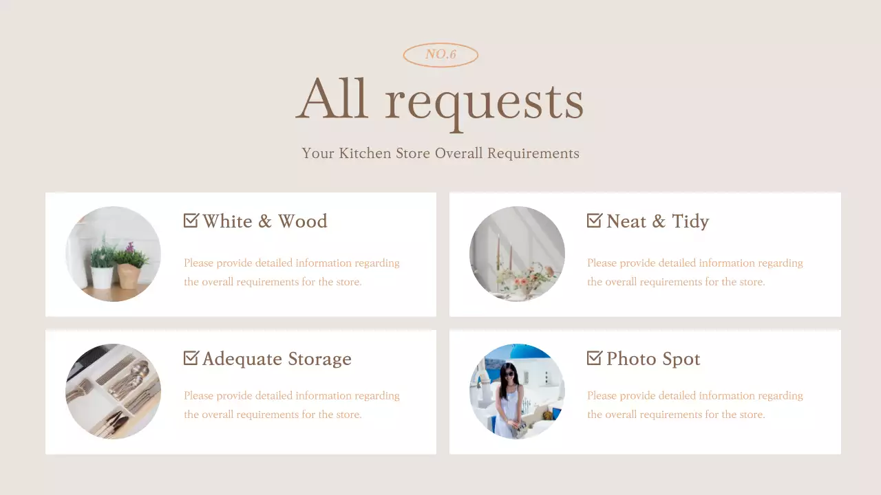 베이지색 우아한 주방 가이드 프레젠테이션