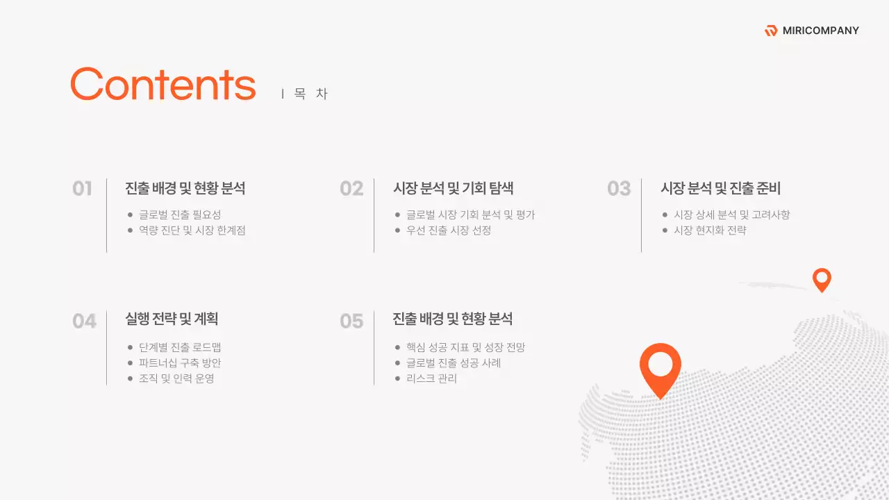 주황의 심플한 글로벌 전략 제안서