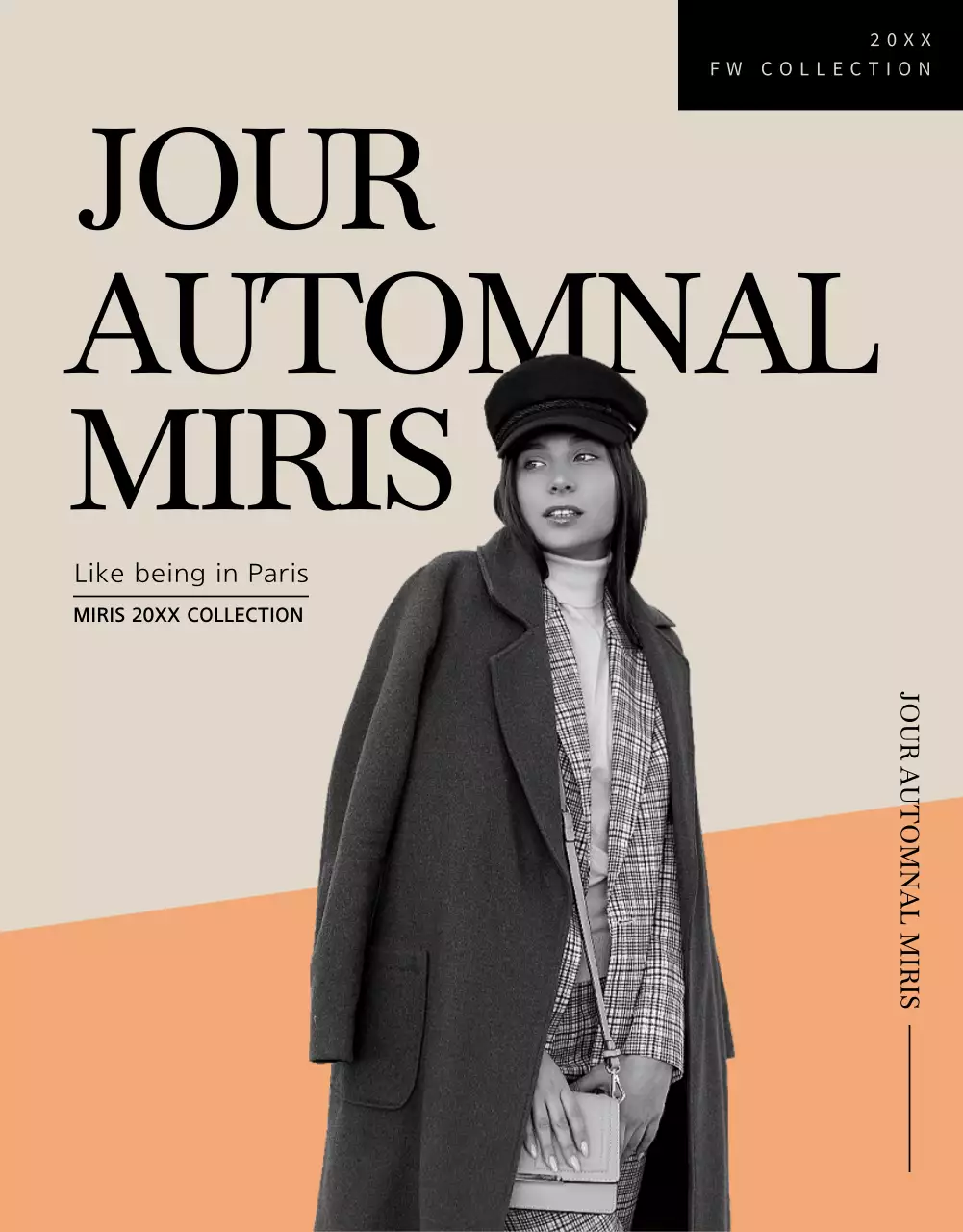 Poster quảng cáo thời trang hiện đại màu be