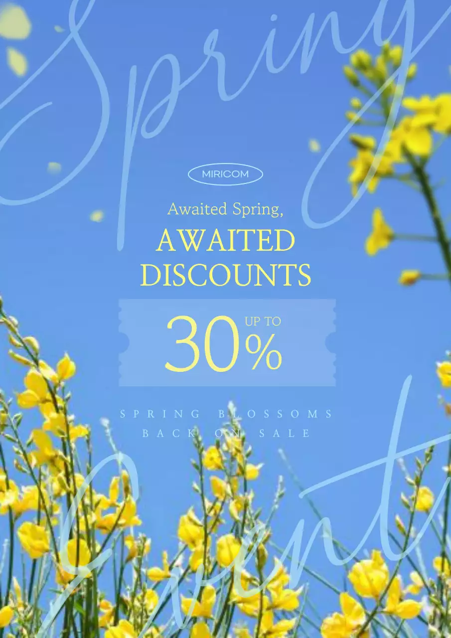 Blue Floral Spring Promotion Poster