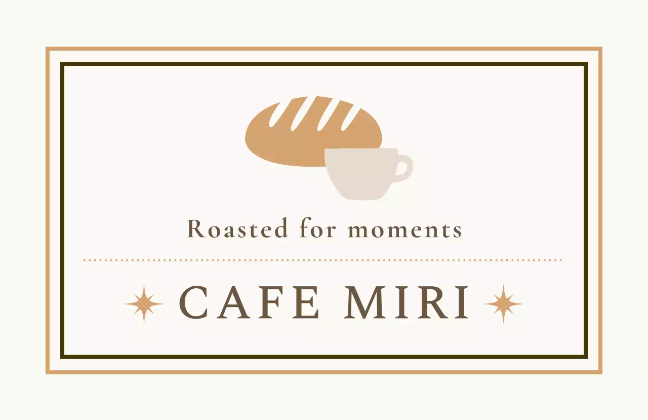 ベージュ シンプル カフェ ロゴ