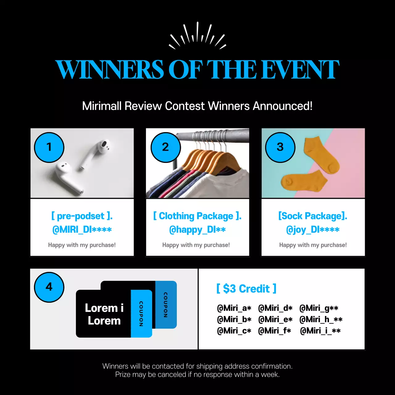 블루 모던 콘테스트 발표 소셜 미디어 게시물