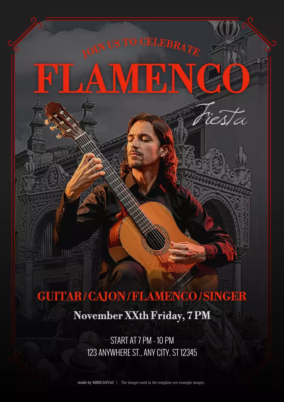 Red and Black Cultural Flamenco Fiesta Notice Poster