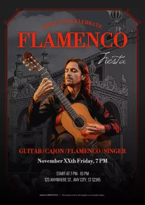 Red and Black Cultural Flamenco Fiesta Notice Poster