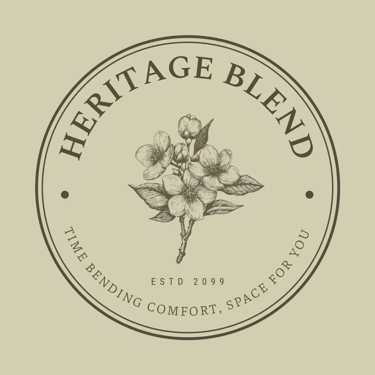 ベージュ クラシック カフェ ロゴ  ロゴカフェフレーム