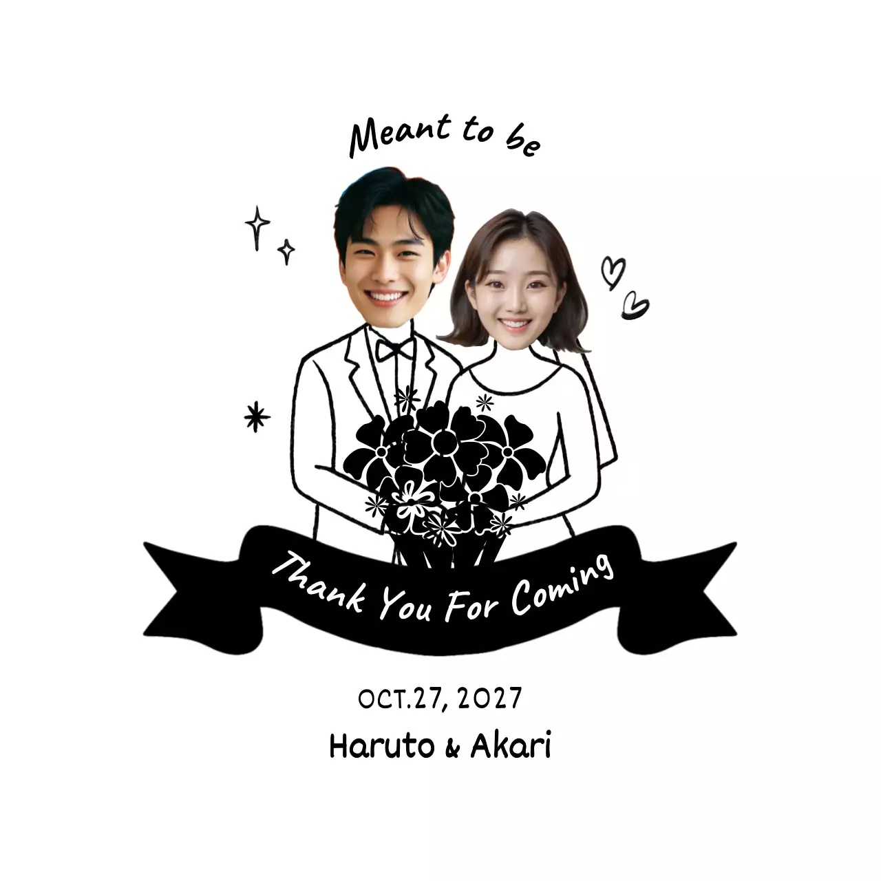 白黒 シンプル 招待状 お祝い結婚式引出物