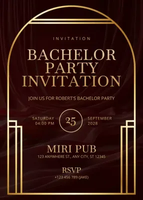 Red Classic Bachelor Party Invitation