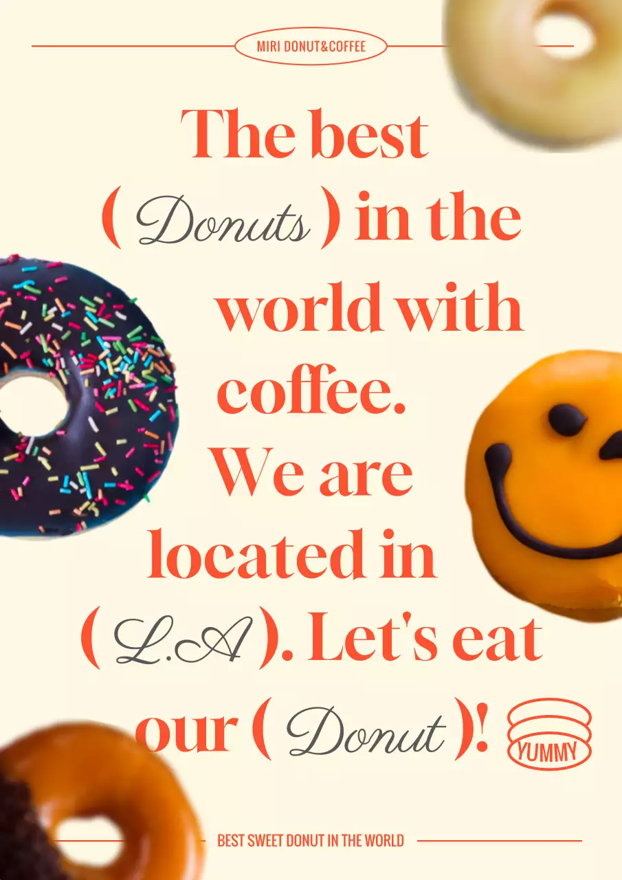 Beige and red donut bakery poster