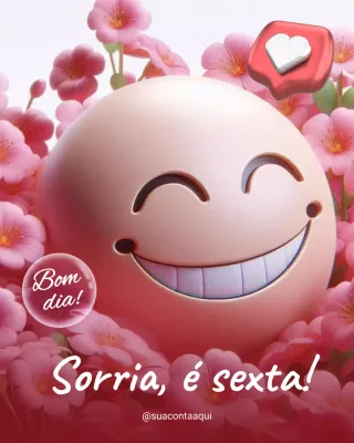 Postagem de saudação com emoji de flor rosa no Instagram