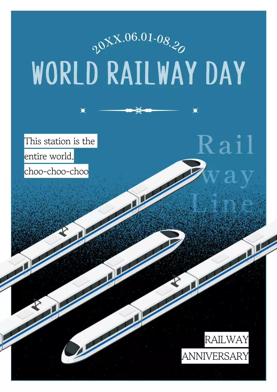 Blue Retro Railway Event Poster