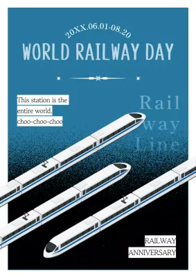 Blue Retro Railway Event Poster